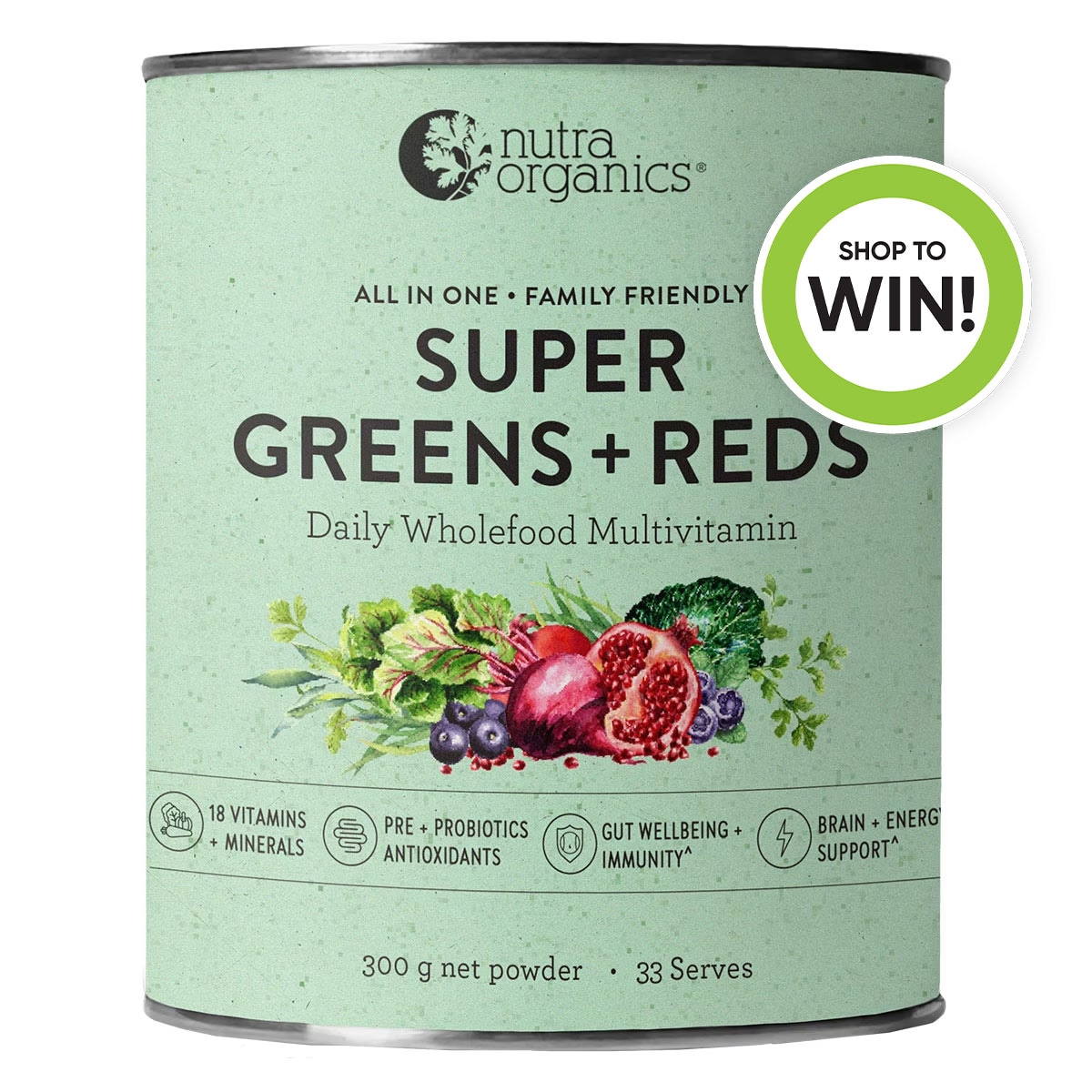 Nutra Organics Super Greens + Reds 300g