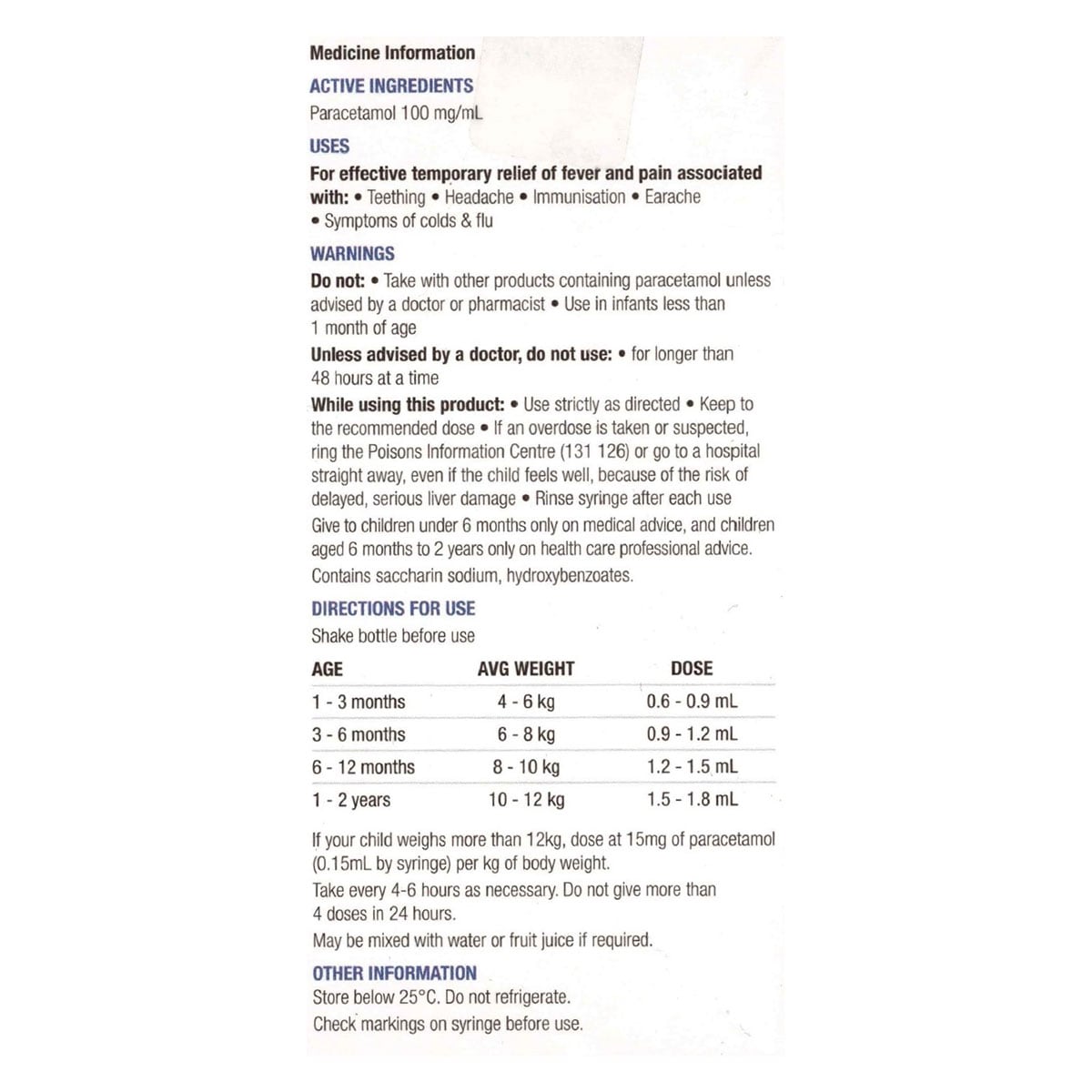 Chemists Own Children's Paracetamol 1 Month - 2 Years 20ml