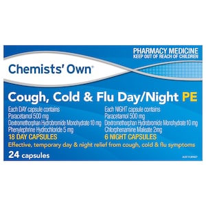 Chemists Own Cough, Cold & Flu Day/Night PE 24 Capsules