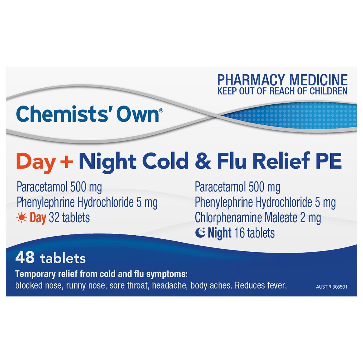 Chemists Own Day + Night Cold & Flu Relief PE 48 Tablets