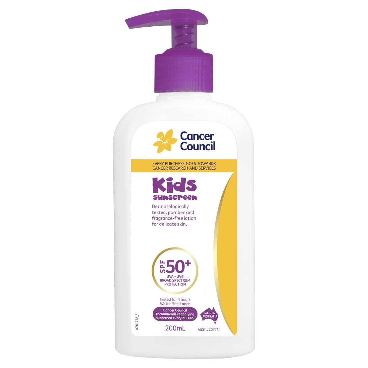 Cancer Council Sunscreen Kids SPF50+ 200ml