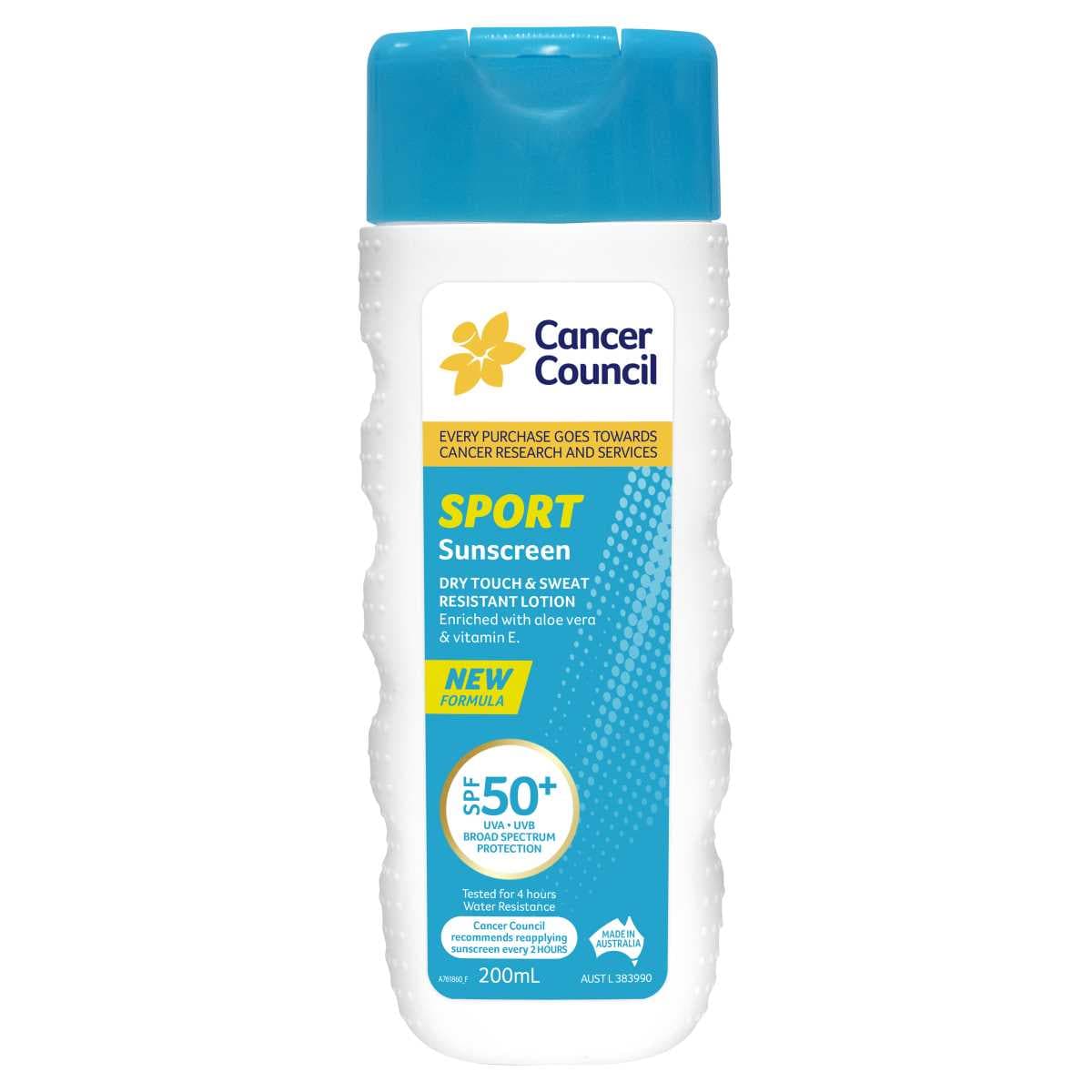Cancer Council Sunscreen Sport Dry Touch & Sweat Resistant Lotion SPF50+ 200ml