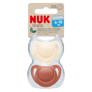 NUK for Nature Silicone Baby Soother 6-18 Months 2 Pack Assorted Colours