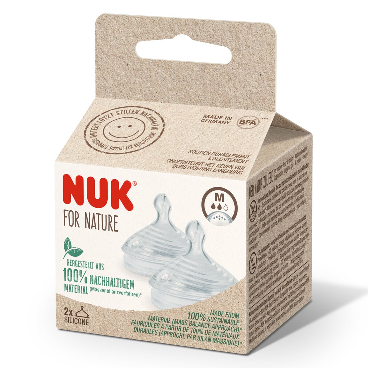 NUK For Nature Baby Bottle Silicone Teats 6-18 Months Medium 2 pack