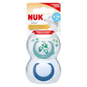 NUK Star Silicone Baby Dummy Blue Birds 6-18 Months 2 Pack