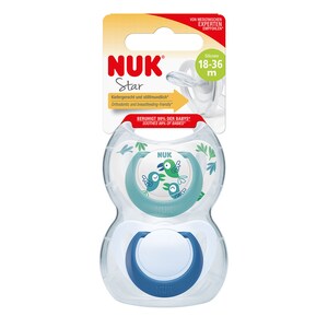 NUK Star Silicone Baby Dummy Blue Birds 18-36 Months 2 Pack