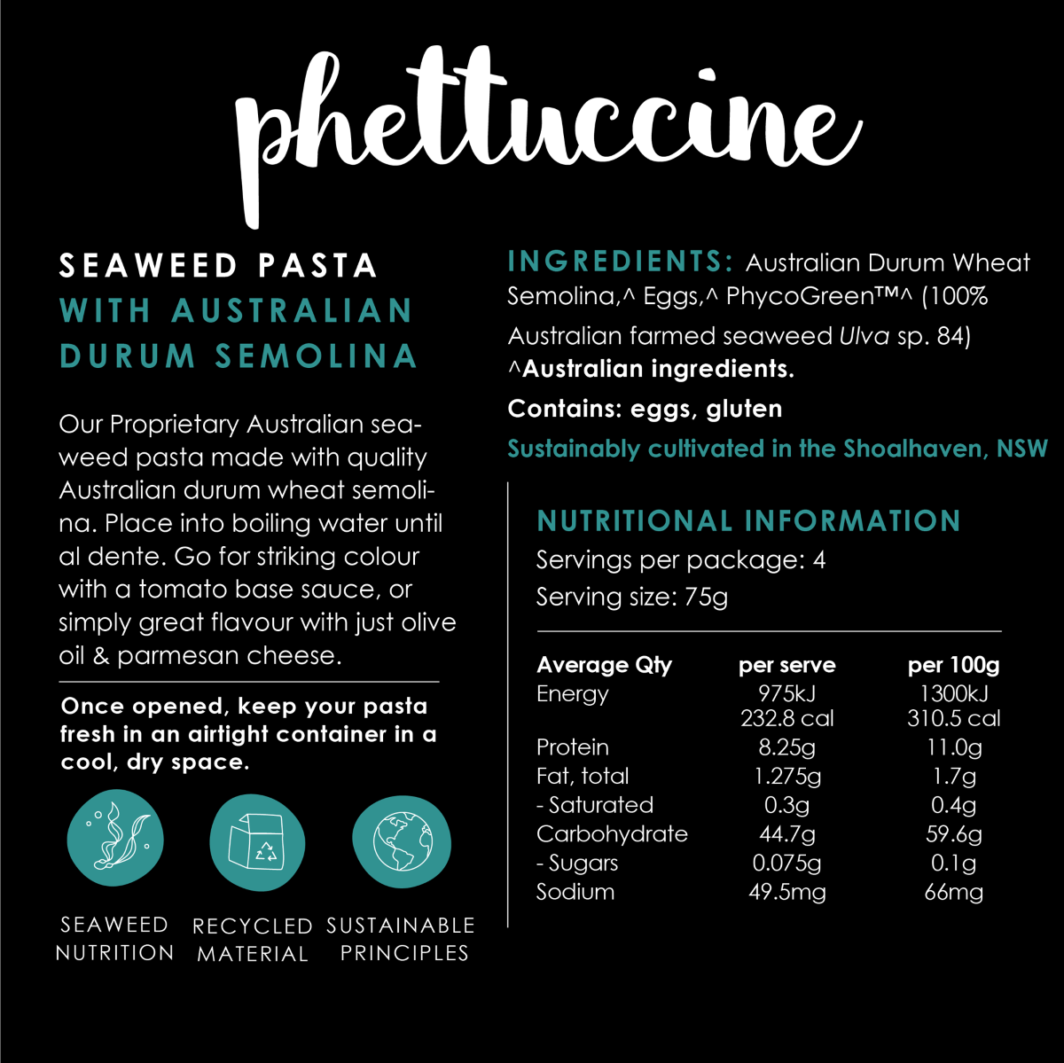 PhycoHealth Phettuccine Seaweed Pasta 300g
