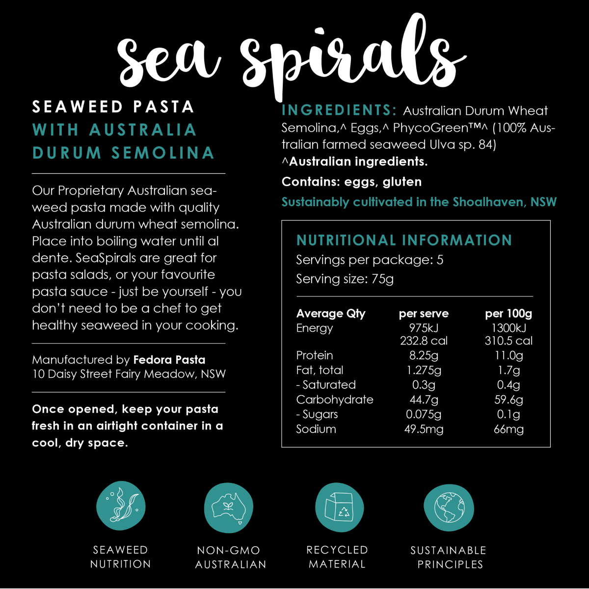 PhycoHealth SeaSpirals Seaweed Pasta 375g