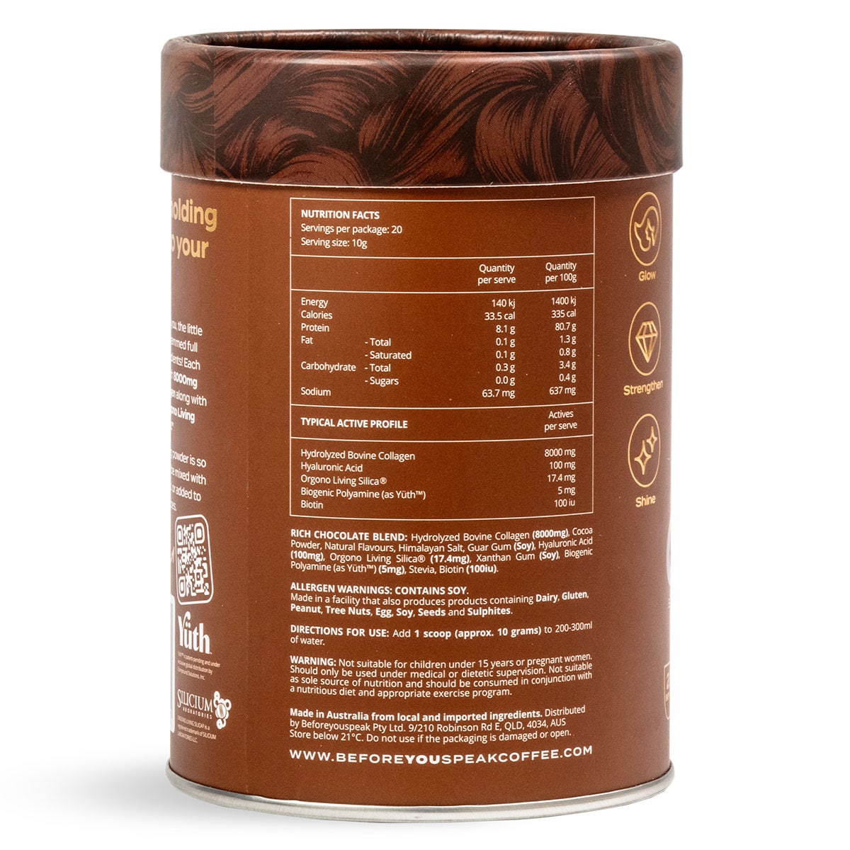 Beforeyouspeak Collagen Complex - Rich Chocolate 200g