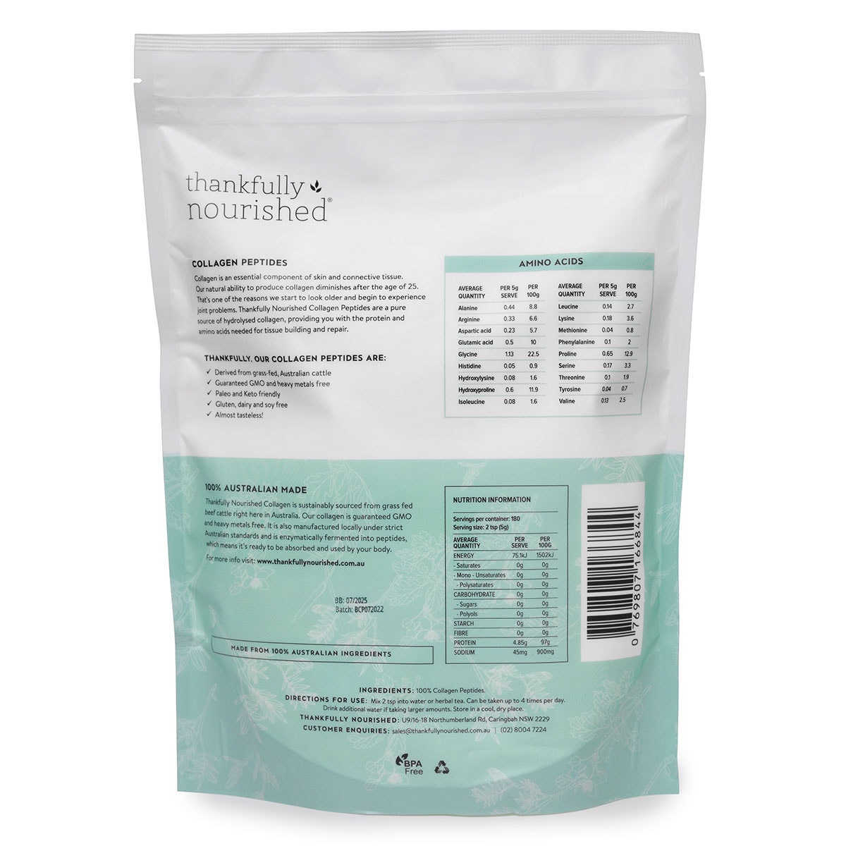 Thankfully Nourished Collagen Peptides 900g