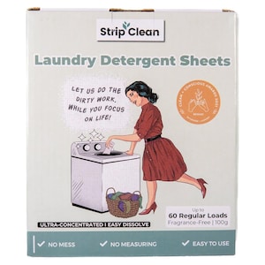 Strip Clean Laundry Sheets Fragrance Free 60 Loads