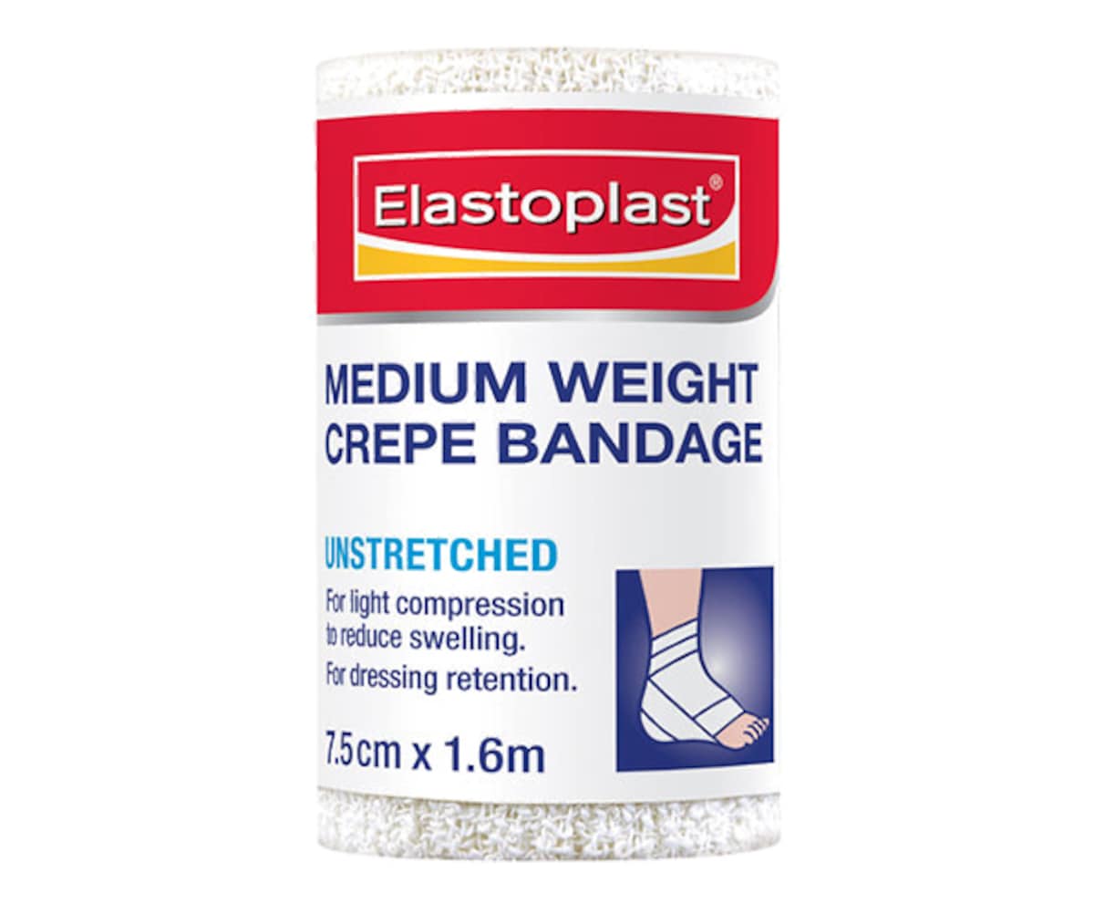 Elastoplast Medium Weight Crepe Bandage Unstretched 7.5cm x 1.6m Roll