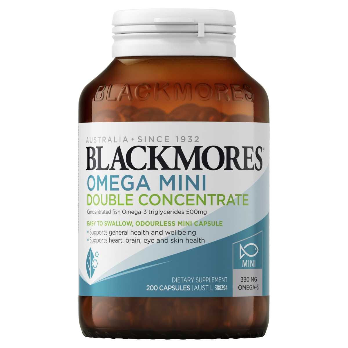 Blackmores Omega Mini Double Concentrate 200 Capsules | Healthylife Australia