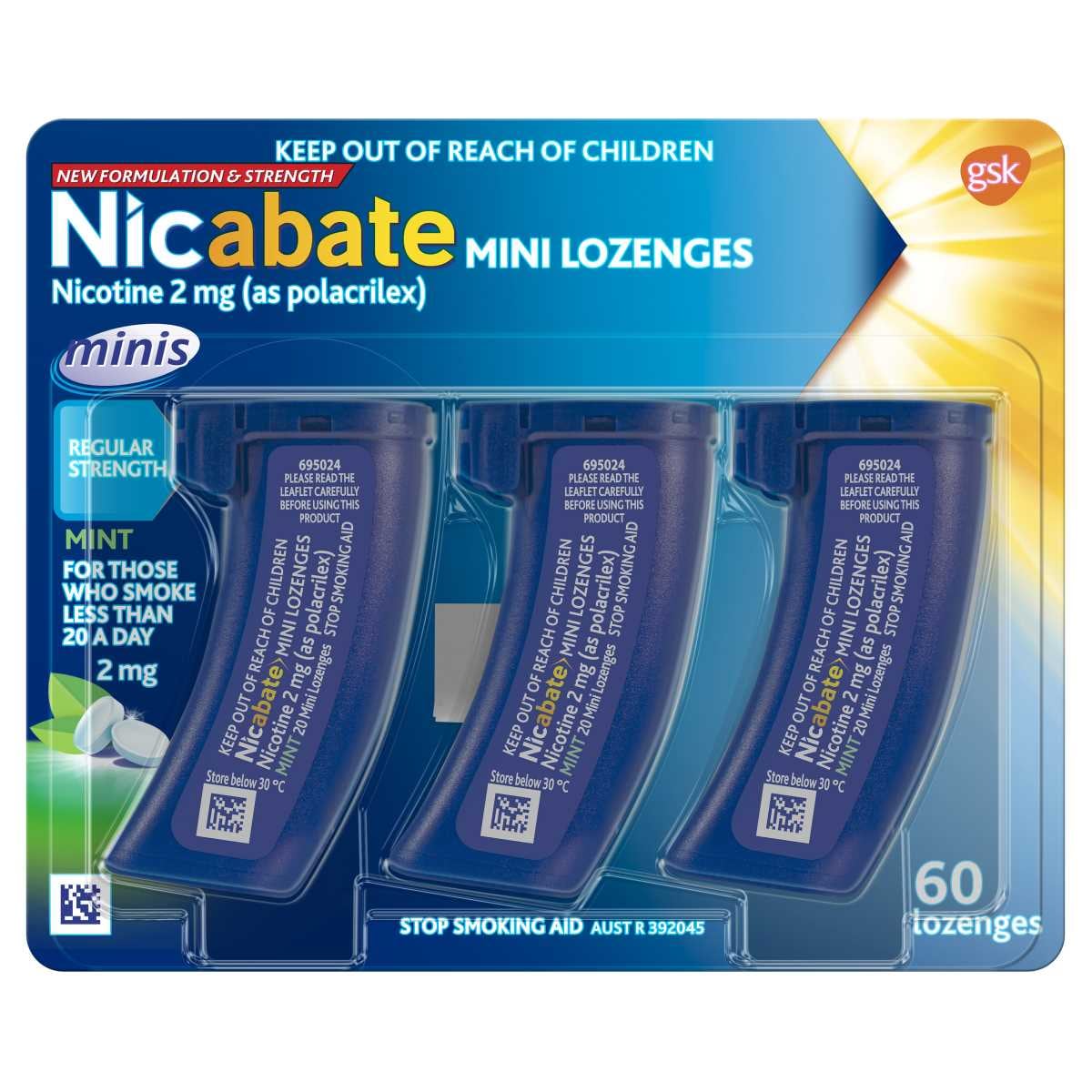 Nicabate Quit Smoking Mini Lozenges Mint 2Mg - 60 Pack