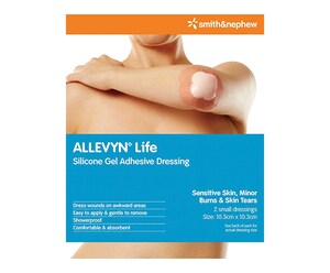 Allevyn Life Silicone Gel Adhesive Dressing 10.3 x 10.3cm 2 Pack by Smith & Nephew