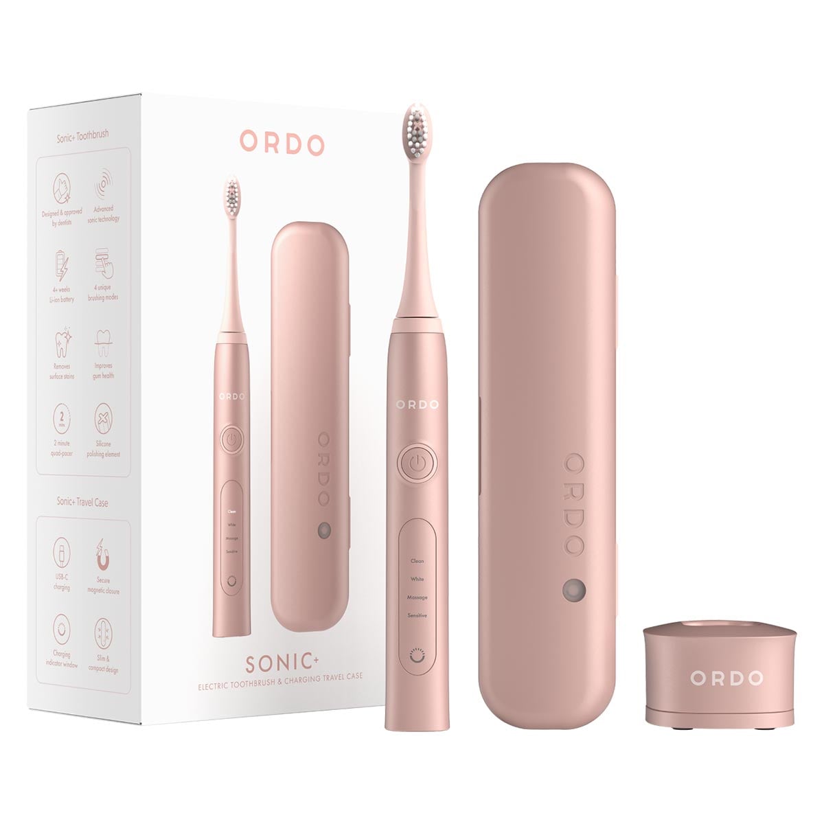 Ordo Sonic+ Electric Toothbrush & Charging Travel Case - Rose Gold