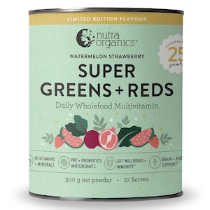 Nutra Organics Super Greens + Reds Watermelon Strawberry 300g