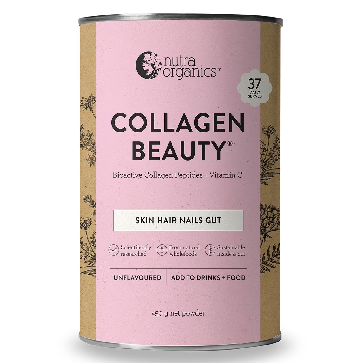 Nutra Organics Collagen Beauty Powder Unflavoured 450g