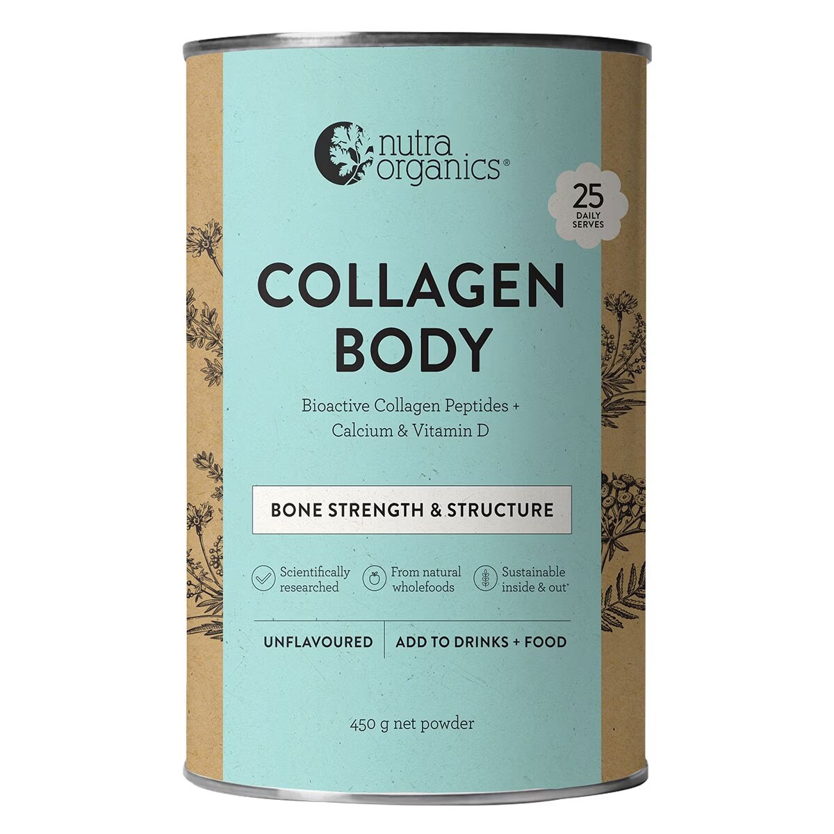 Nutra Organics Collagen Body Bone Strength & Structure Powder 450g