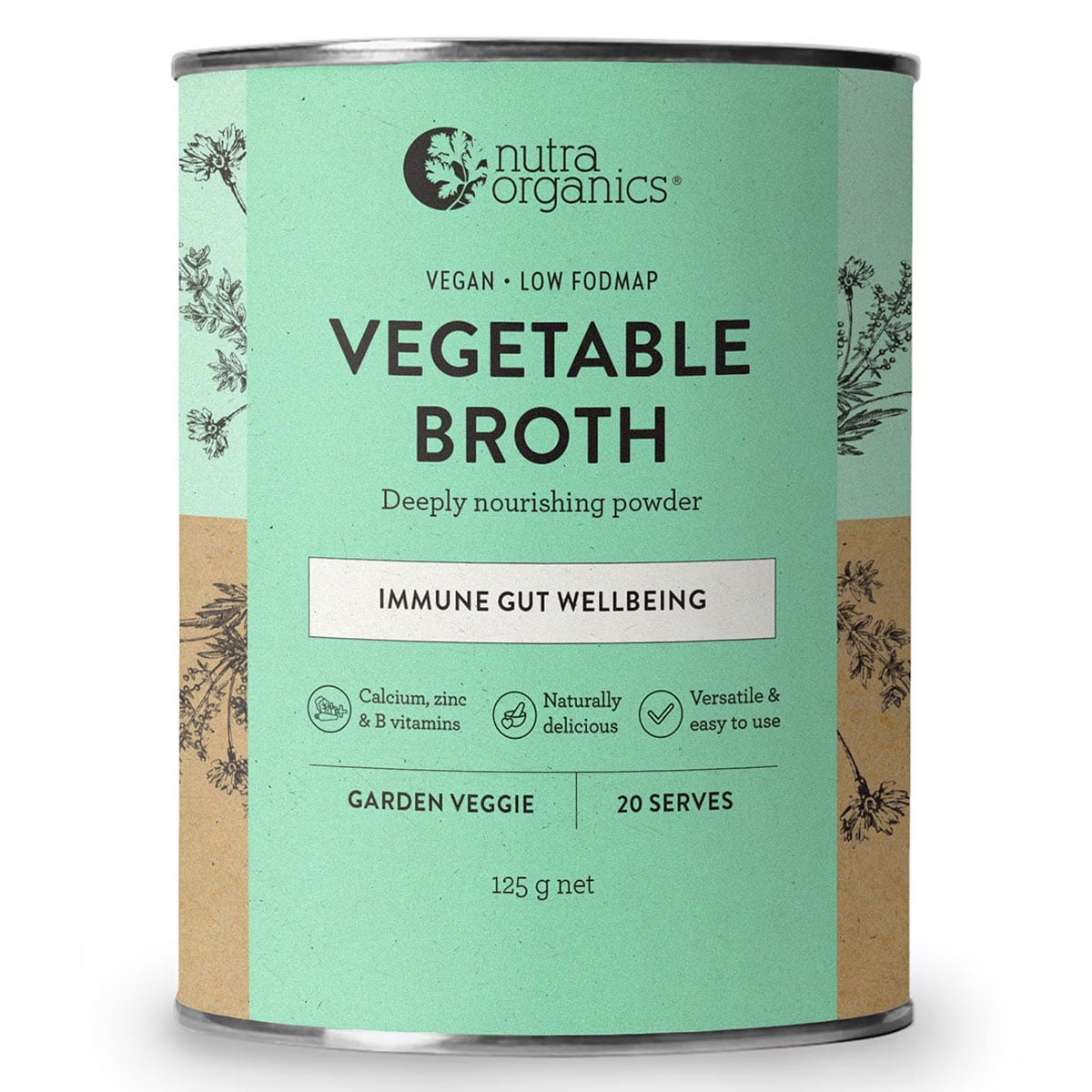 Nutra Organics Vegetable Broth Powder Garden Veggie 125g