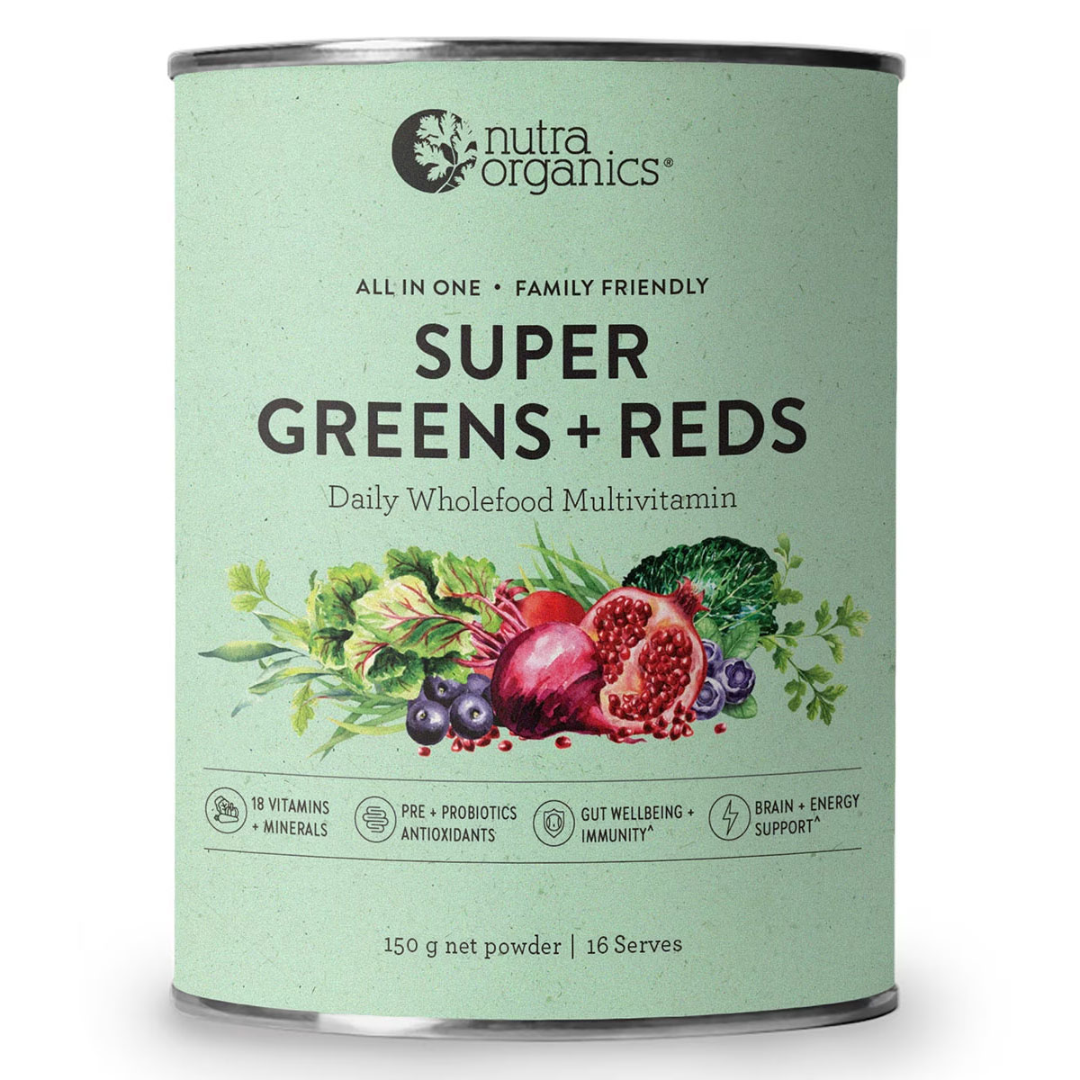 Nutra Organics Super Greens + Reds Powder 150g