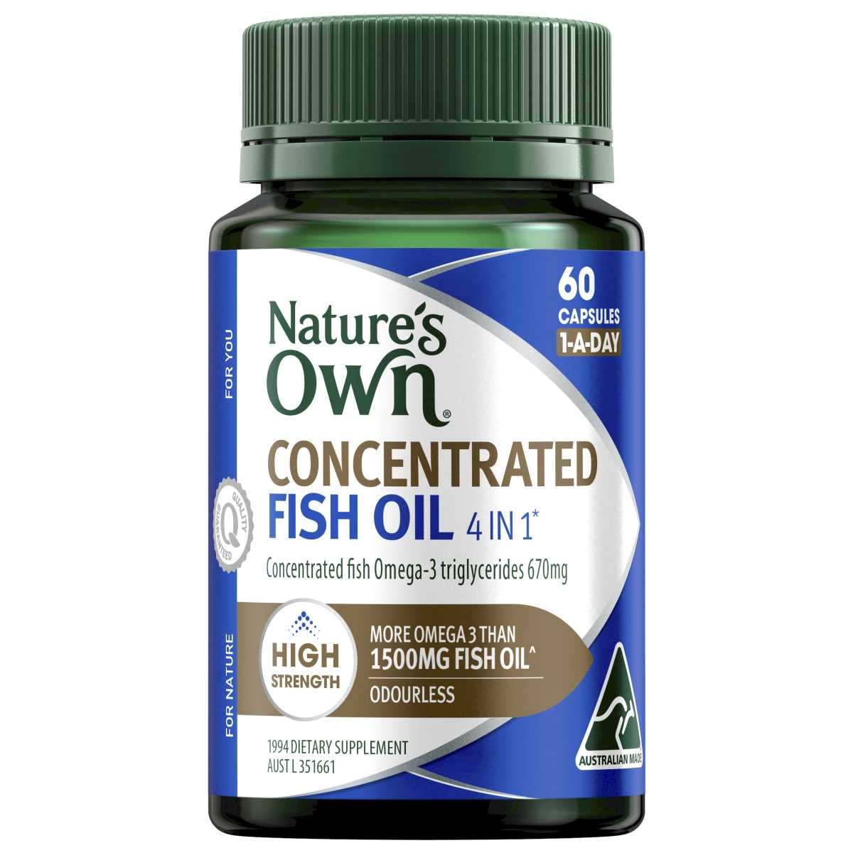 Natures Own 4 in 1 Concentrated Fish Oil 60 Capsules