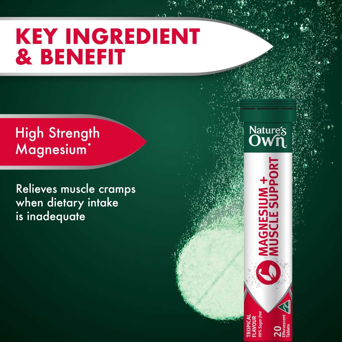 Nature's Own Effervescent Magnesium + Muscle Support Tablets 20 Pack