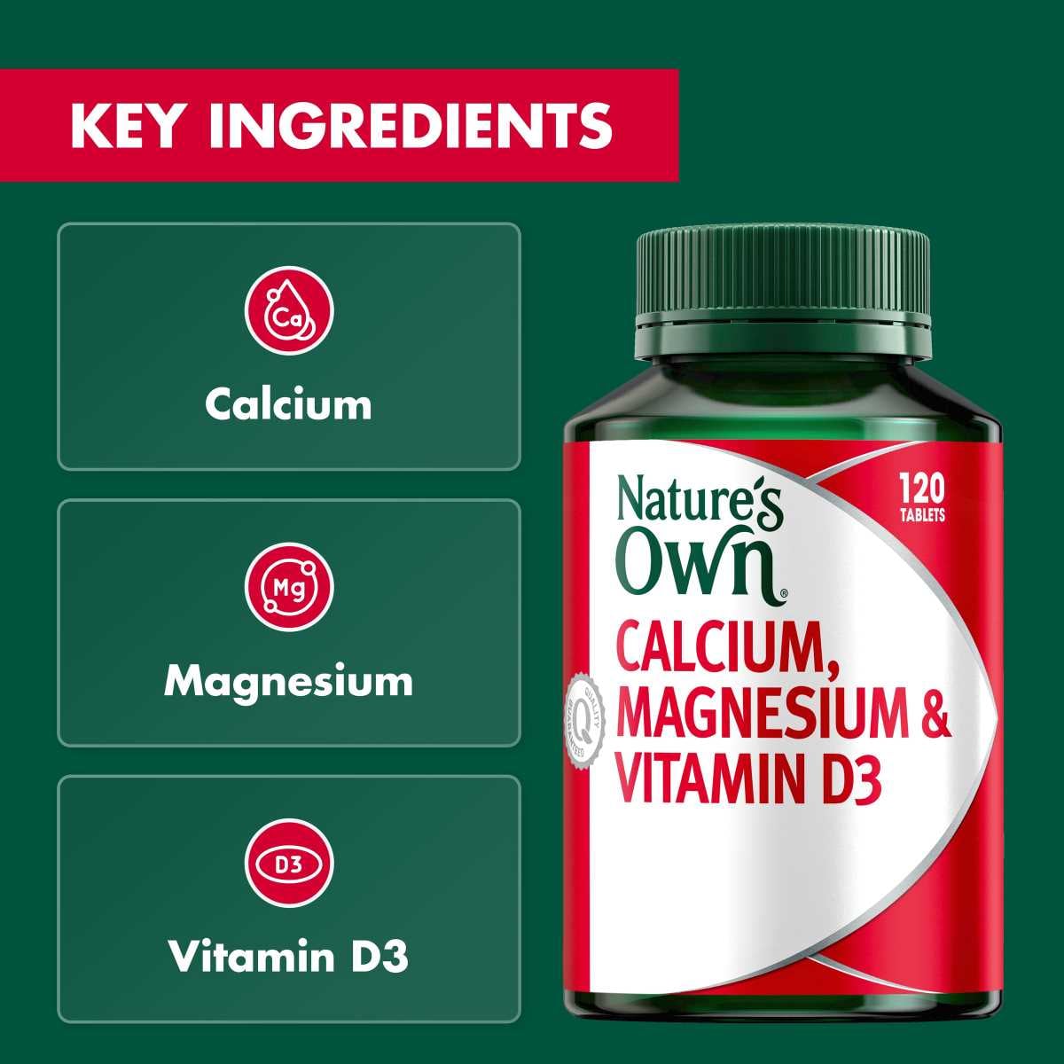Nature's Own Calcium Magnesium & Vitamin D3 120 Tablets