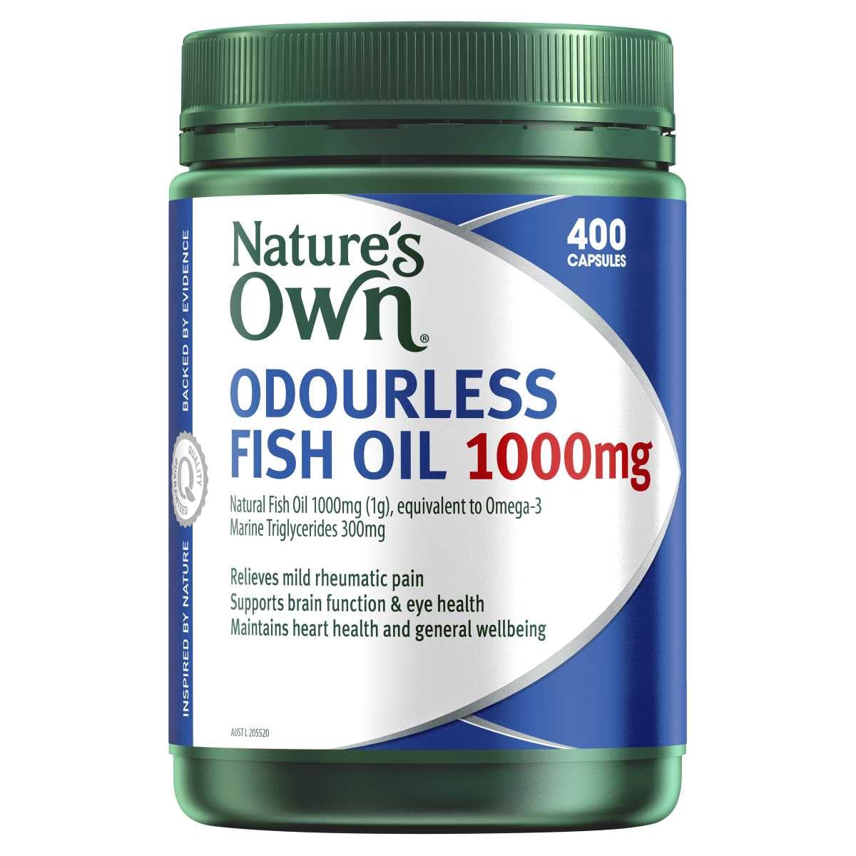 Nature's Own Odourless Fish Oil 1000mg 400 Capsules