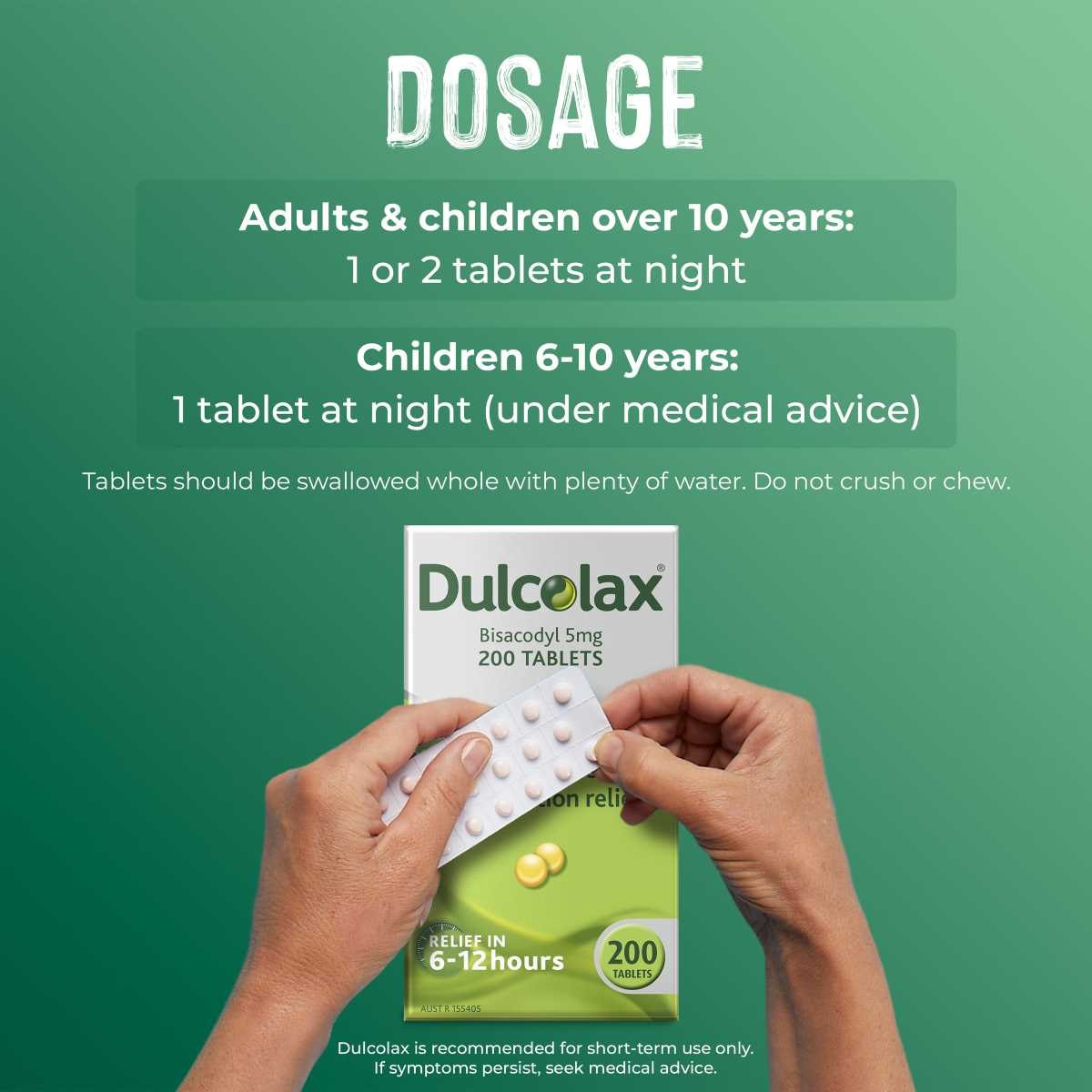 Dulcolax Laxatives for Constipation Relief 200 Tablets