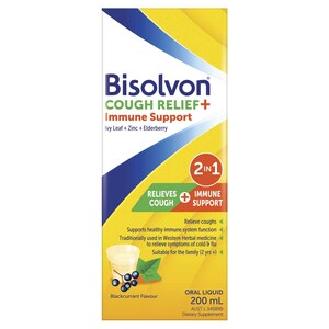 Bisolvon Cough Relief + Immune Support Blackcurrant 200ml