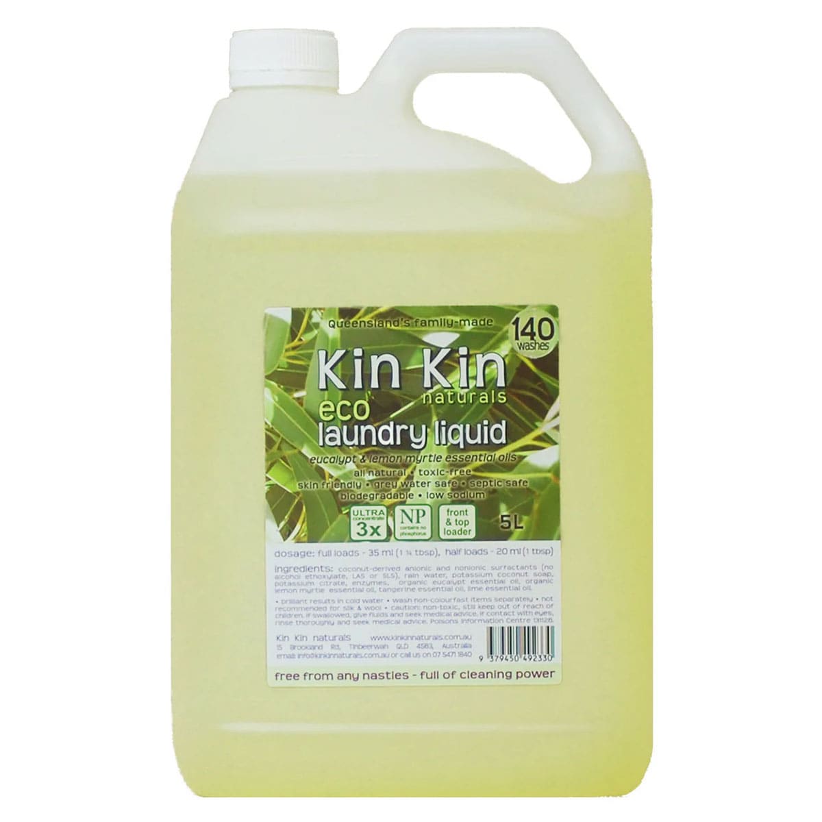 Kin Kin Naturals Eco Laundry Liquid Eucalyptus and Lemon Myrtle 5L