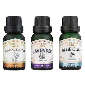 Pure Oils of Tasmania Triple Pure Oil Gift Set Blue Gum Lavender + Tea Tree