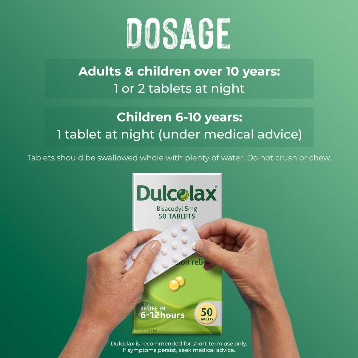 Dulcolax Laxatives for Constipation Relief 50 Tablets
