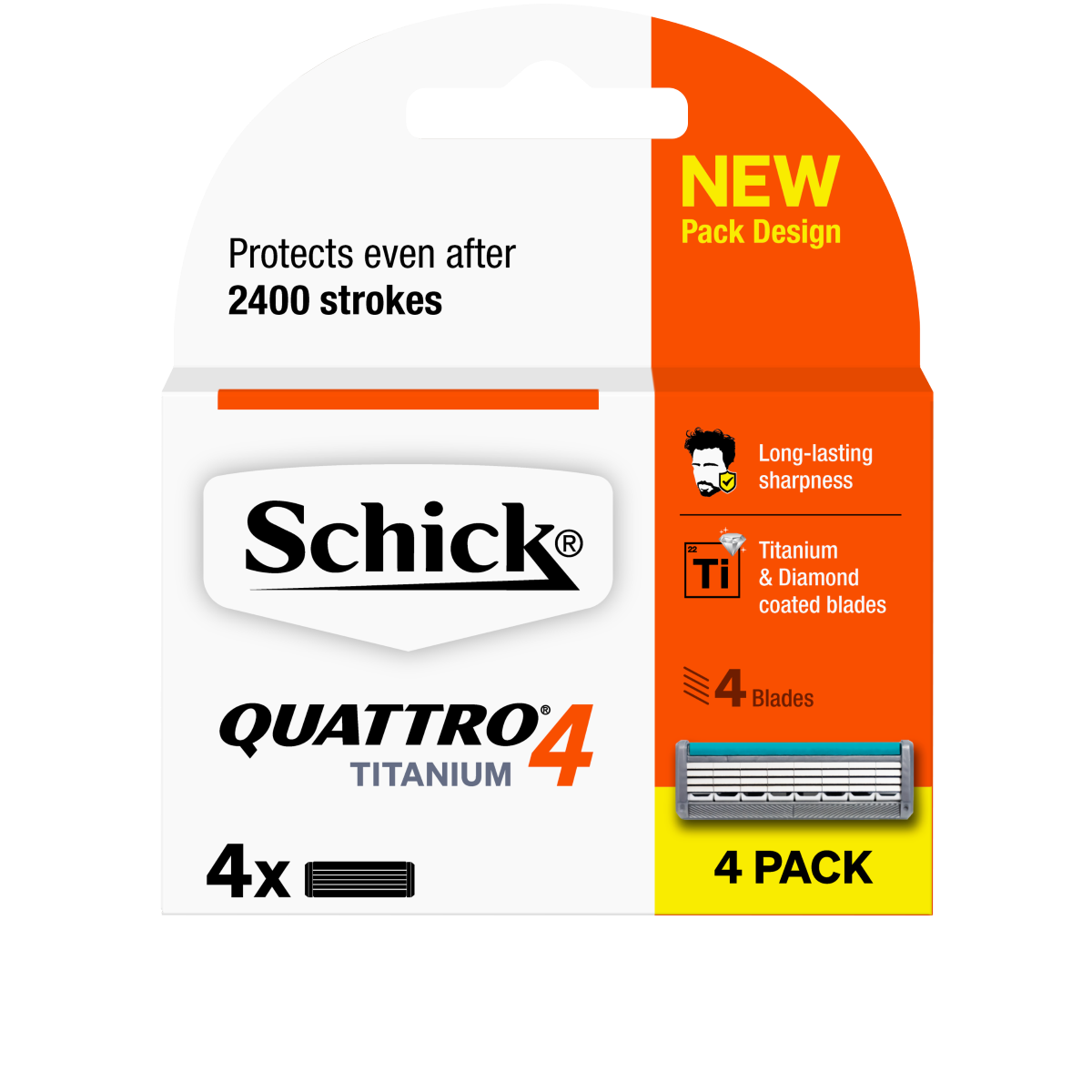 Schick Quattro Titanium Razor Refill Cartridges 4 Pack