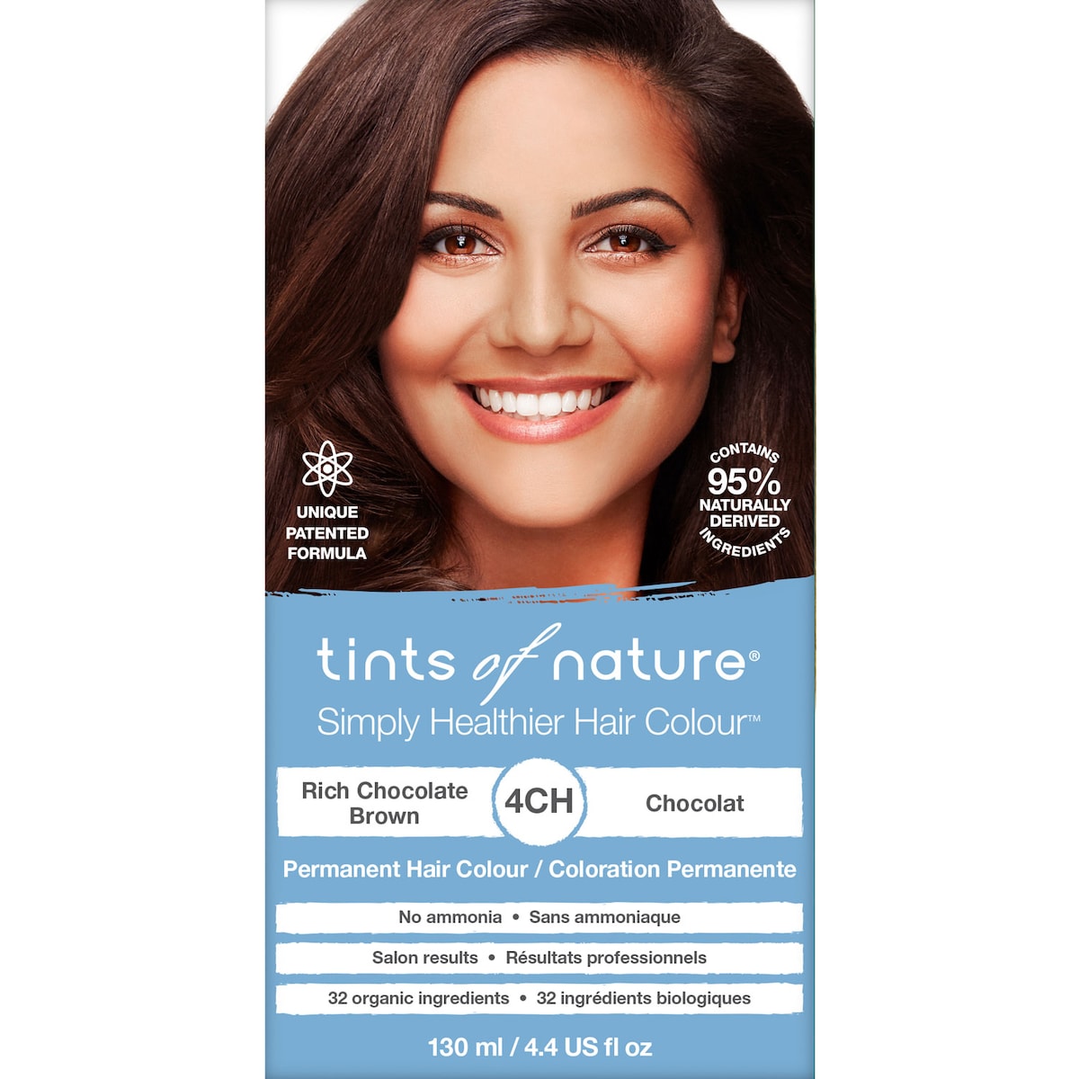 Tints of Nature 4CH Rich Chocolate Brown Permanent Hair Colour 130ml