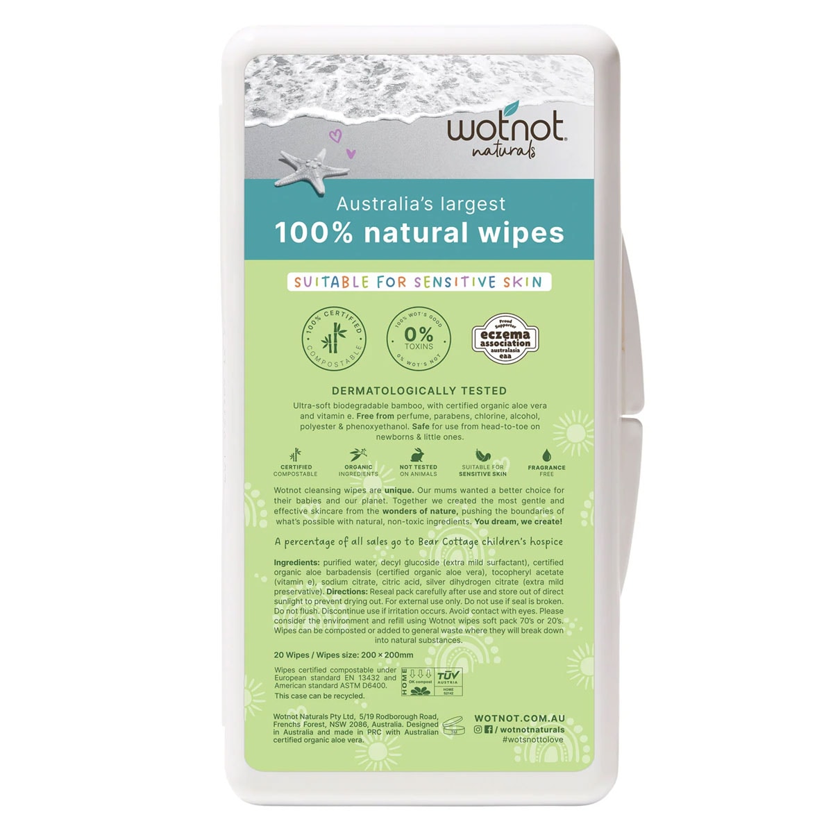 Wotnot Biodegradable Baby Wipes with Travel Case 20 Pack