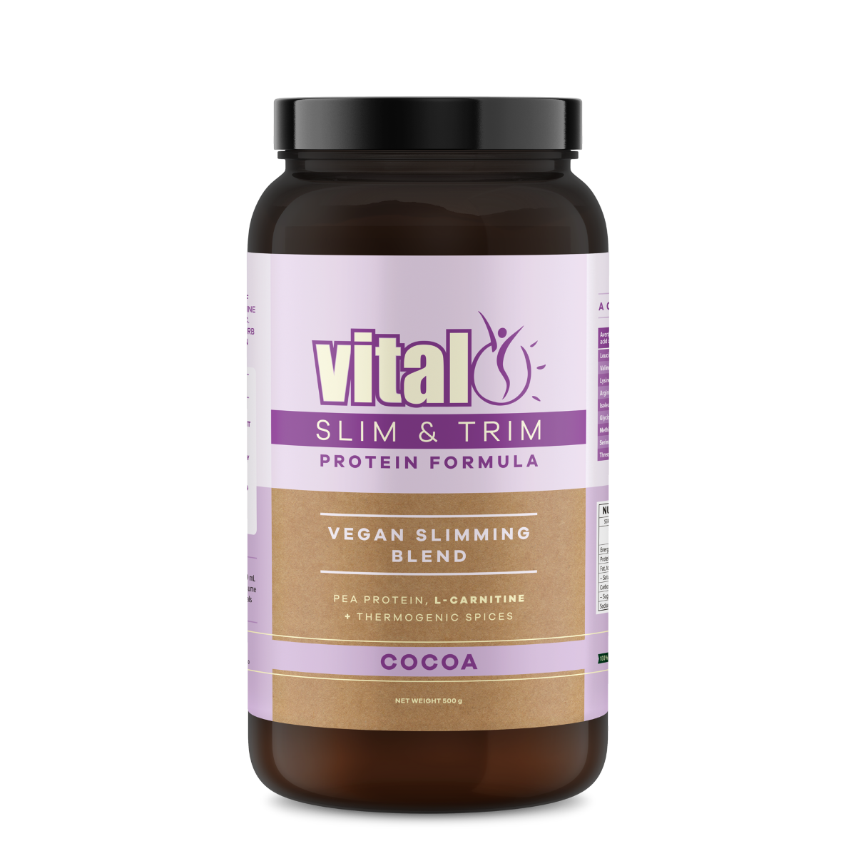 Vital Slim & Trim Protein Formula Vegan Slimming Blend Cacoa 500g Australia