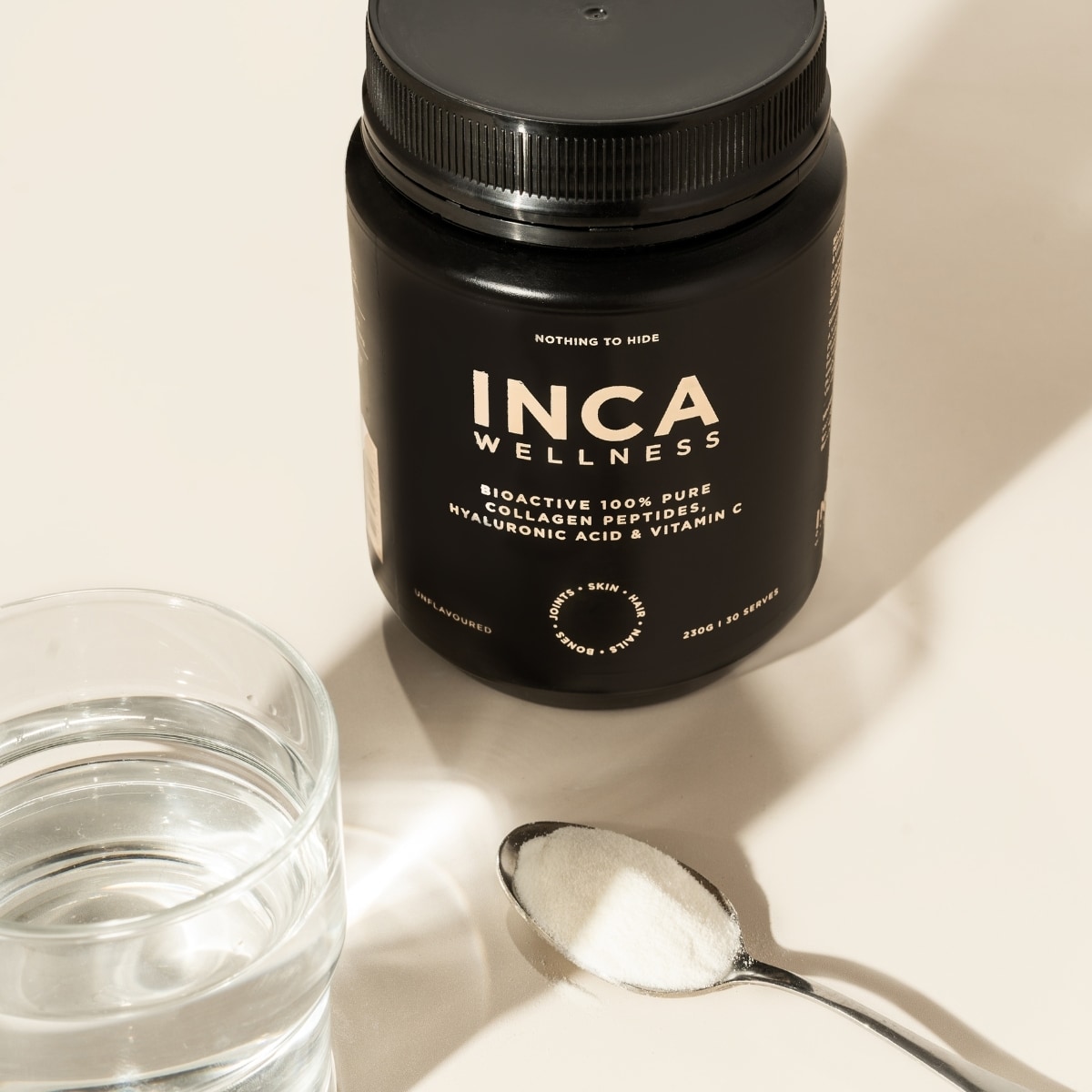 Inca Organics Bioactive 100% Pure Collagen Peptides + Hyaluronic Acid + Vitamin C 230g