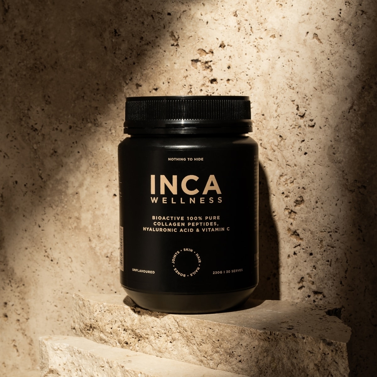 Inca Organics Bioactive 100% Pure Collagen Peptides + Hyaluronic Acid + Vitamin C 230g