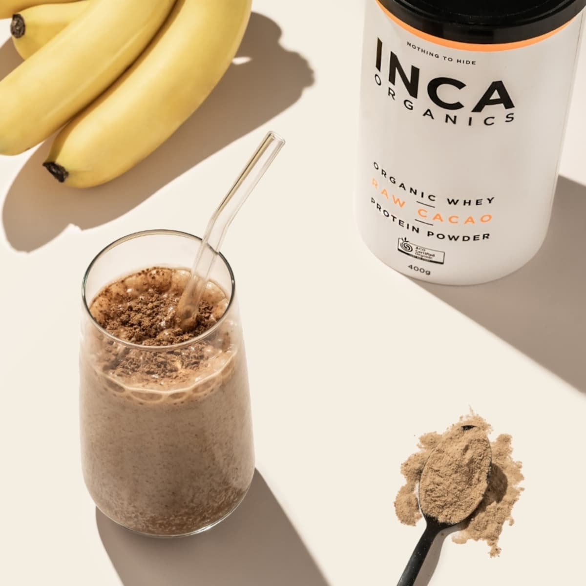 Inca Organics Organic Whey Raw Cacao Protein Powder 400g