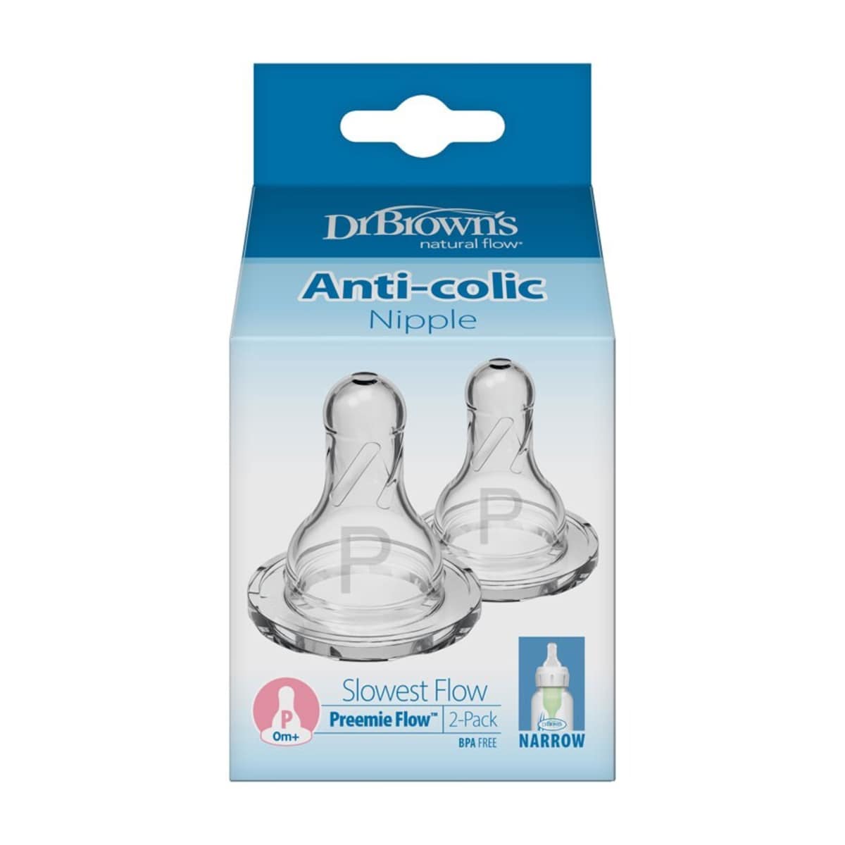 Dr Brown's Narrow Neck Preemie Teats 2 Pack