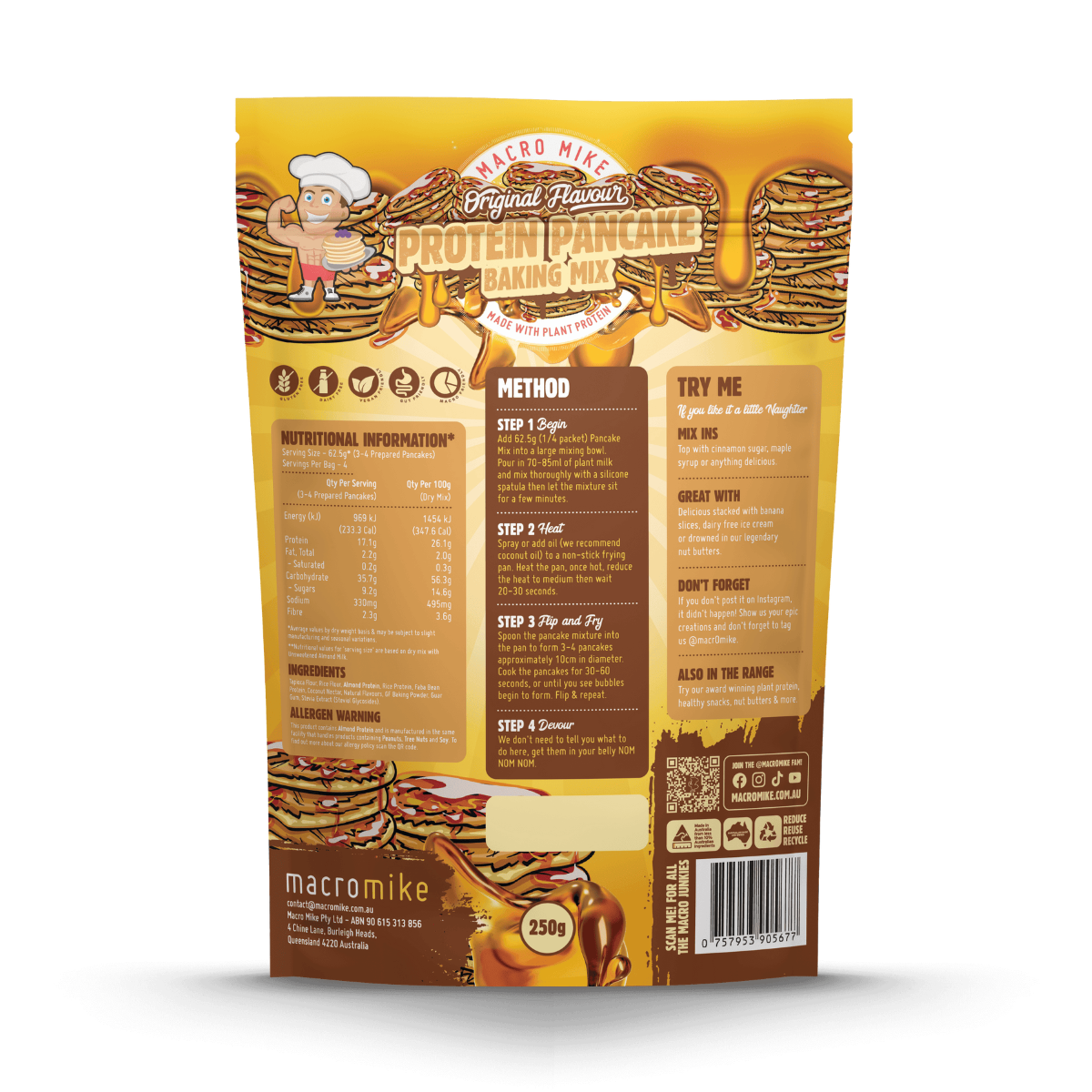 Macro Mike V2 Plant Based Protein Pancake Mix Original 250g