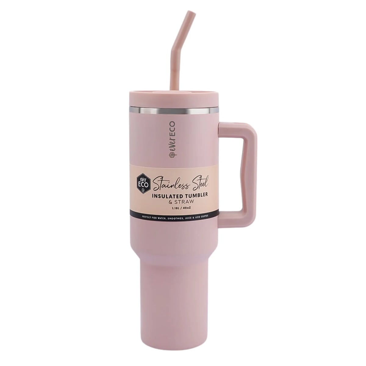 Ever Eco Insulated Tumbler and Straw Rose 1.18L