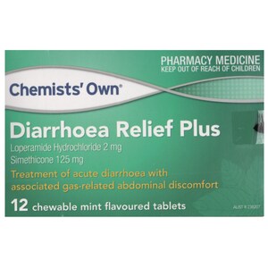 Chemists Own Diarrhoea Relief Plus 12 Chewable Tablets