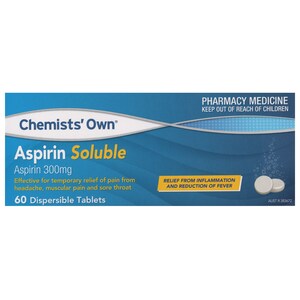 Chemists Own Aspirin Soluble 300mg 60 Tablets