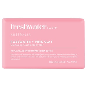 Freshwater Farm Rosewater + Pink Clay Body Bar 200g