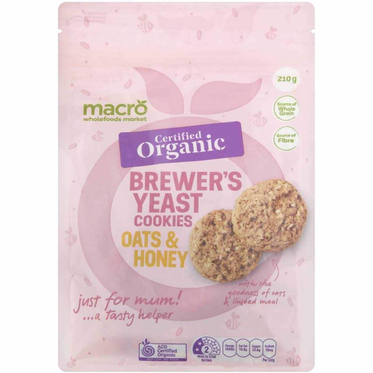 Macro Organic Brewers Yeast Cookies Oat & Honey 210g
