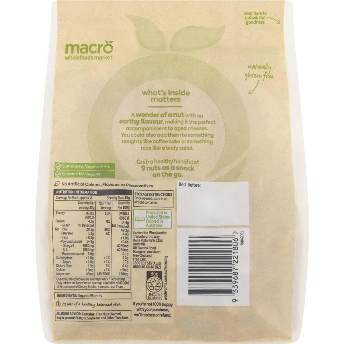 Macro Organic Walnuts 250g
