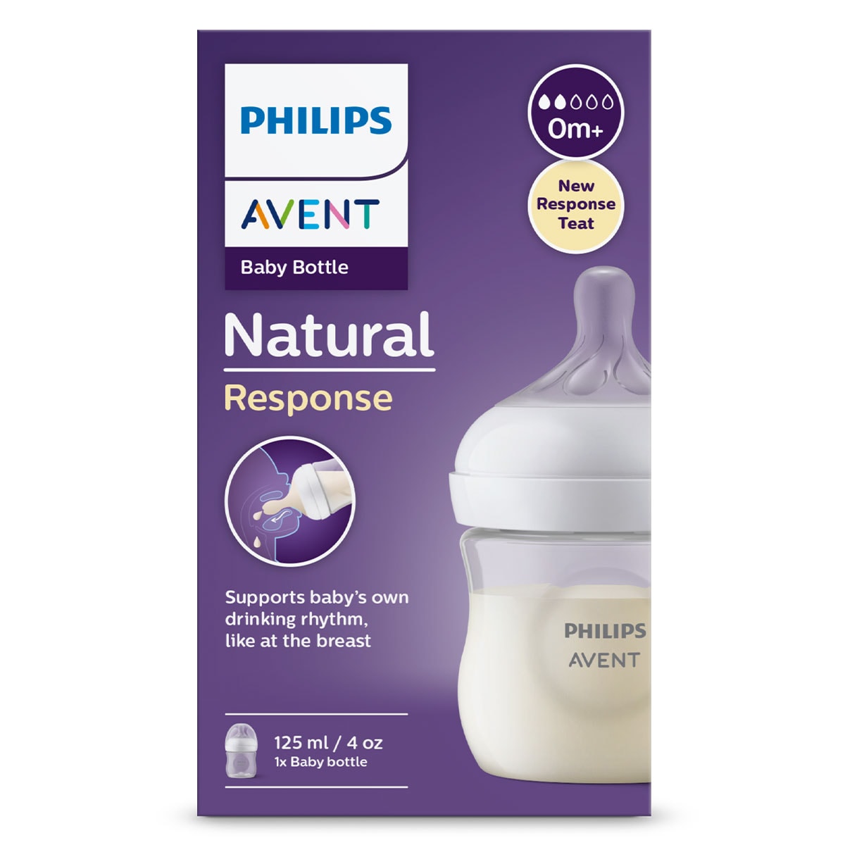 Avent Natural Response Baby Bottle 0 Months+ 125ml - 1 Pack